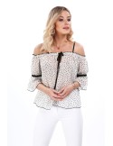 Cremefarbene Bluse mit nackten Schultern MP28855 – Online-Shop – Boutique